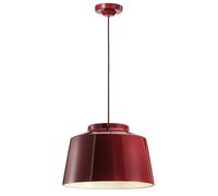 Lampe Suspendue En Céramique Abat-Jour Ø 40 Cm Rond H: Max. 145 Cm Rouge E27