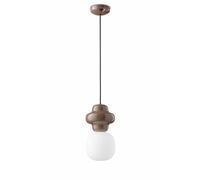Lampe Suspendue En Céramique Et Verre Fait Main Marron Blanc E14 Design Rétro