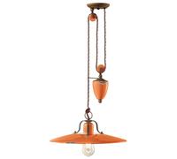 Lampe Suspendue En Céramique Métal Vintage Fait Main Orange Shabby E27