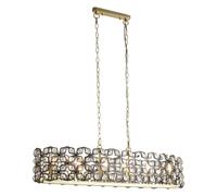 Lampe Suspendue En Cristal 100 Cm Long 6X E14 En Laiton Noir Table À Manger