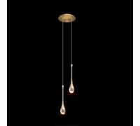 Lampe Suspendue en Cristal à 3 lumières en Forme de Goutte d'eau, Finition en Laiton brossé doré, Mini luminaires LED, Tige en métal, Globe de Plafond en Verre, éclairage Suspendu pour Cuisine, îlot