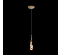 Lampe Suspendue en Cristal à 3 lumières en Forme de Goutte d'eau, Finition en Laiton brossé doré, Mini luminaires LED, Tige en métal, Globe de Plafond en Verre, éclairage Suspendu pour Cuisine, îlot