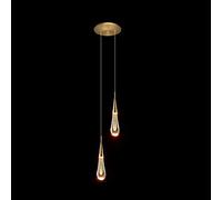 Lampe Suspendue en Cristal à 3 lumières en Forme de Goutte d'eau, Finition en Laiton brossé doré, Mini luminaires LED, Tige en métal, Globe de Plafond en Verre, éclairage Suspendu pour Cuisine, îlot