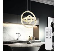 Lampe suspendue en cristal avec télécommande LED CCT à intensité variable dorée et transparente