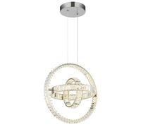 Lampe suspendue en cristal avec télécommande LED et variateur CCT en chrome transparent