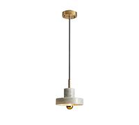 Lampe suspendue en laiton léger en marbre ultra mince avec abat-jour en pierre E27 luminaire, lampes rondes de suspension de nuit Aqiong