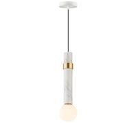 Lampe suspendue en marbre du milieu du siècle en verre de lait blanc, lampe suspendue à long tube pour cuisine, bar, cylindre, mini lustre linéaire en pierre naturelle verte pour chambre à coucher,
