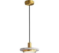 Lampe suspendue en marbre et laiton robuste et durable, luminaires suspendus modernes à LED, panneau en acrylique, lustre créatif, lampes d'îlot en marbre pour chevet, salle à manger 8W - 3000K