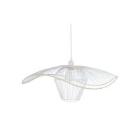 Lampe Suspendue en Rotin et Abat-Jour en Métal Blanche Lunga