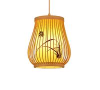 Lampe Suspendue en rotin Naturel et tissé, Lanterne Vintage en Bois, plafonnier en placage d'osier, luminaires décoratifs, Style Rustique Vintage, café, Salon de thé, Bar, Salle à Manger