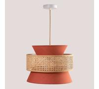 Lampe Suspendue En Rotin Yereh Corail Rose