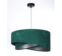 Lampe Suspendue En Tissu Ronde Ø 50 Cm Velours Moderne Vert Argent E27
