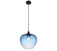 Lampe suspendue en verre à rainures bleues, luminaire décoratif d'intérieur, idéal pour une salle à manger, une cuisine ou un salon