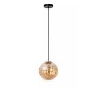 Lampe Suspendue En Verre Boule Ambre Ronde Ø25 Cm E27 Luminaire Anti Éblouissant