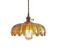 Lampe Suspendue en Verre de Style rétro, Abat-Jour créatif en Forme de Fleur, Source Lumineuse E27, luminaire décoratif à tête Unique pour hôtel, café, Salon de thé