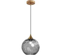SANBDDLYY Lampe à Suspension en Verre Rose d'eau Îlot de Cuisine Lampe à Suspension sphérique en Verre ondulé Vert Ambre Grand éclairage Nordique Lustre de Plafond Industriel Gris fumée pour (Color :