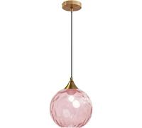 Lampe suspendue en verre Globe Support moderne en bronze doré avec boule en verre coloré, lampe suspendue réglable, décoration d'intérieur for salon, cuisine, îlot(Pink)