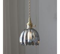 Lampe suspendue en verre tulipes, luminaire suspendu en forme de fleur dorée pour îlot de cuisine avec interrupteur rotatif, 1 lampe moderne nordique en laiton, longue lampe de plafond suspendue, cor