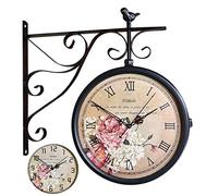 Lampe Suspendue, Fer forgé Aspect Antique, Horloge Murale Ronde Double Face rétro, lustres Ronds, Horloge Murale décorative pour la Maison