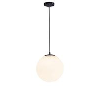 Lampe suspendue Globe, lampe suspendue en métal noir avec abat-jour boule de verre blanc, lustre d'éclairage décoratif de restaurant, mini lampes à suspension de chevet, lampes suspendues minimalistes