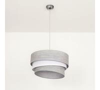 Lampe Suspendue Gris Textile Ø45cm Rond Stylé Felicita Salon Salle à Manger