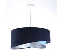 Lampe Suspendue Hängelampe Chambre En Tissu Abat-Jour Bleu Argent E27 Réglable