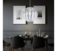 Reality Leuchten R30473001 Pumpkin Lampe Suspendue, Résine Acrylique, E27, Transparent/Blanc, Durchmesser 30cm