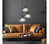 Lampe Suspendue Holzleuchte Luminaire de Salon Écran Verre E27 H 120 CM