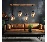 Lampe Suspendue Holzleuchte Suspension Table En 4 à Flammes Verre Réglable