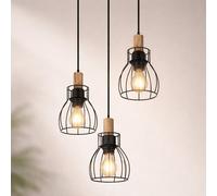 Lampe Suspendue Holzleuchte Suspension Table En Grille Noir 3 à Flammes