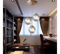 Lampe Suspendue Industriel E27 Escaliers 3 Lumières Luminaire Suspendu Lumière en Métal avec Verre Globe Lampe Abat-Jour Rétro Plafond Suspendu Lumières Salle à Manger Îl, Clear