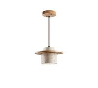 Lampe suspendue japonaise Wabi-sabi pour couloir, salon, cuisine, îlot, style vintage, crème, bois, art, travertin, luminaire suspendu, centre commercial, club, café, modèle de maison, toile de fond,