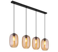 Lampe suspendue lampe de plafond lampe de salle à manger verre ambre métal