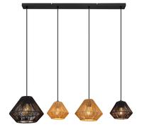 Lampe suspendue Lampe de table à manger 4 flammes cordes naturelles noir beige Lampe de salon, 4x E27, LxH 103 x 120 cm