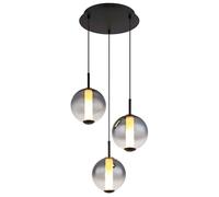 Lampe suspendue lampe de table à manger boules de verre fumée 3 lumières LED H 120 cm