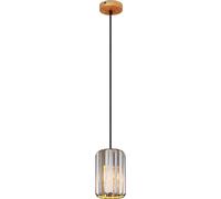 Lampe suspendue Lampe de table à manger cristal Lampe de salon Lampe suspendue fumé, métal imitation bois, 1x E27, DxH 13,5 x 120 cm