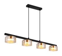 Lampe suspendue lampe de table à manger lampe suspendue LED verre ambre or 4 flammes L 90 cm