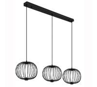 Lampe suspendue lampe de table à manger suspension lampe de salon LED noire 3 ampoules 150cm