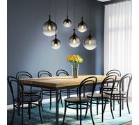 Lampe suspendue lampe de table à manger suspension verre fumé lampe de salon 6 ampoules 141cm