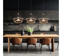 Lampe Suspendue Lampe Pendentif Lumière Gitterschirm Noir 3 à Flammes Chanvre