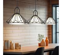 Lampe Suspendue Lampe Pendentif Lumière Grille Lampe de Salon Noir 3 à Flammes