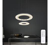 Lampe suspendue lampe pendule dimmable LED télécommande anneau design blanc opale H120cm