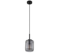 Lampe suspendue Lampe suspendue à cage métallique Abat-jour en verre noir fumé mat H 120 cm