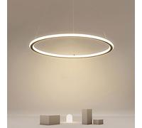 Lampe Suspendue, Lampe Suspendue à intensité Variable, Lustre à Anneau Noir, Lampe Suspendue Circulaire - Luminaire d'éclairage, décoration intérieure, éclairage LED à intensité Variable, compat