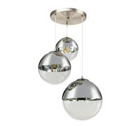 Lampe suspendue lampe suspendue lampe suspension lampe boule salle à manger lampe chambre, 3 flammes, métal verre chrome nickel mat, 3x douilles E27, DxH 51x120cm
