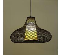 lampe suspendue , Lampes suspendues Lustre de salon thé chinois Tissage bambou Art Lampe restaurant décoratives d'Asie du Sud-Est for chambre à coucher Entrée Salle manger Chambre filles Foyer(Black)