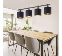 Lampe Suspendue LED Cuisine Textile Pendentif Luminaire Plafonnier Spots Noir Or