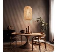 Lampe Suspendue LED En Bambou Tressé Rétro FILAMENT Pour Le Salon