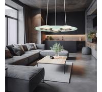 Lampe Suspendue LED En Nickel Mat Avec Verre Éclairage DIMMER Pour Chambre