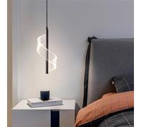 Lampe Suspendue LED en Spirale, Couleur or, Suspension Luminaire Créatif, Pendentif Lustres Escalier Plafonnier Éclairage arc Réglable En Hauteur pour Salon, Restaurant Blanc chaud (noir, 1 tête)